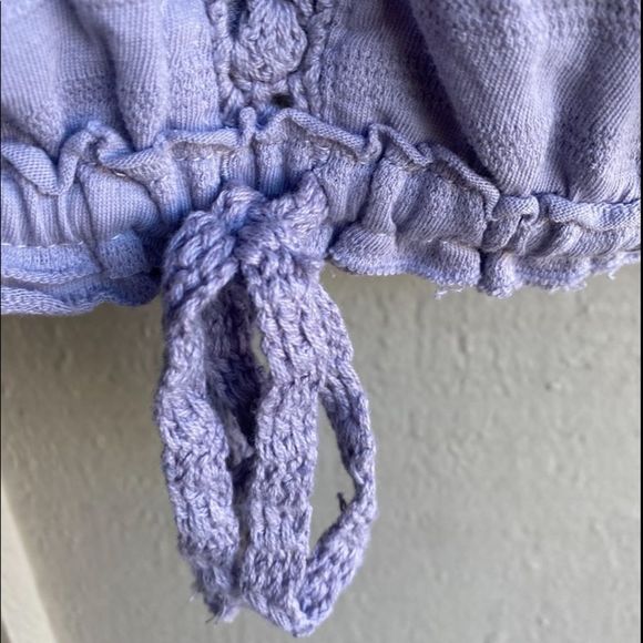 NWOT - Free People Lilac Crochet Drawstring Crop Top Size: L - Picture 7 of 10